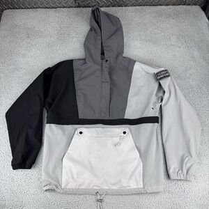 Teddy Fresh Jacket Adult Small Color Block Anorak Windbreaker 1/2 Zip Hood Retro
